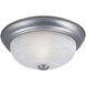 Decorative 2 Light 11 inch Pewter Flushmount Ceiling Light in White Alabaster, Small