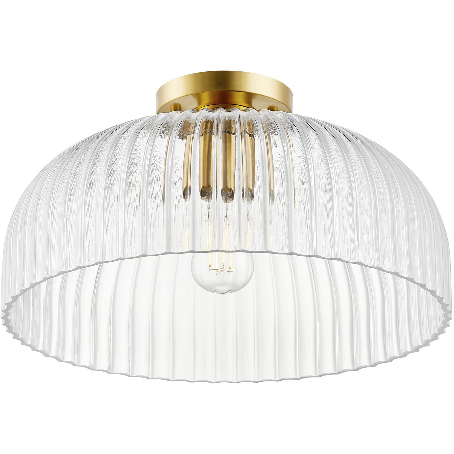 Transitional 1 Light 16 inch Natural Brass Semi-Flush Ceiling Light