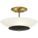 Bax 3 Light 13.88 inch Sand Coal and Soft Brass Flush Mount Ceiling Light