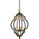 Howell 3 Light 13 inch Iron and Antique Gold Pendant Ceiling Light
