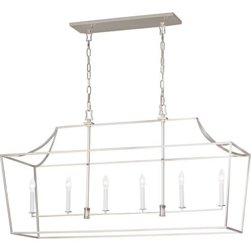 C&M by Chapman & Myers Southold 6 Light 48 inch Polished Nickel Hanging Linear Lantern Ceiling Light