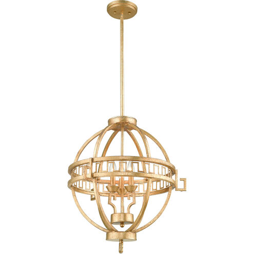 Lemuria 3 Light 23 inch Distressed Gold Pendant Ceiling Light, Gilded Nola