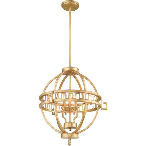 Lemuria 3 Light 23 inch Distressed Gold Pendant Ceiling Light, Gilded Nola 