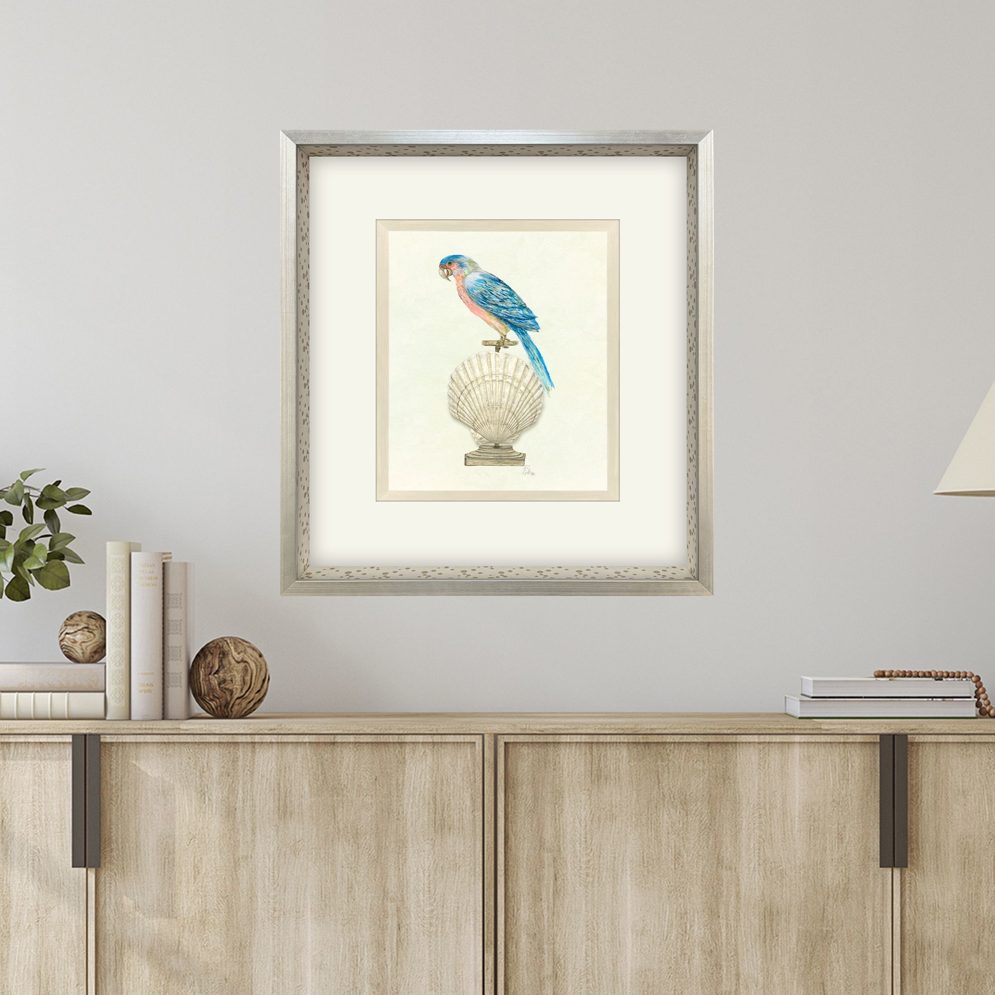 Treasure Parrot Blue and Green and Multi and Yellow Framed Art