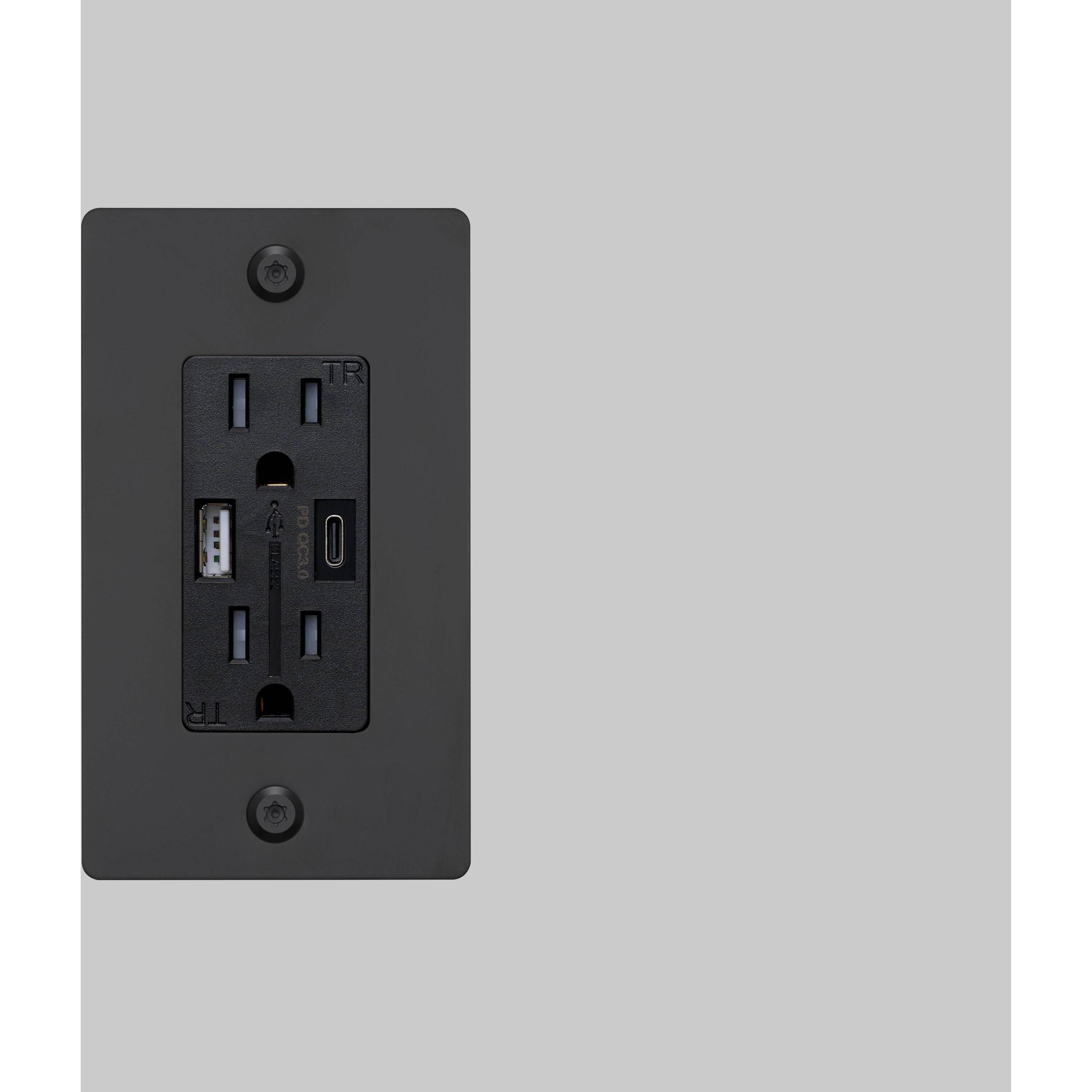 1G Duplex 125 Black Outlet, USB A + C