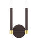 Karlstad 2 Light 7 inch Bronze with Satin Brass Accents ADA Sconce Wall Light
