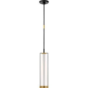 Thomas O'Brien Calix LED 5.5 inch Bronze and Brass Pendant Ceiling Light in White Glass, Bronze and Hand-Rubbed Antique Brass, Tall
