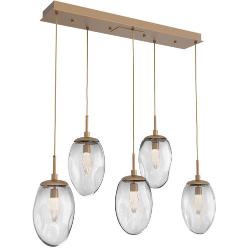 Meteo LED LED Novel Brass Linear Pendant Ceiling Light in 2700K LED, Geo Inner - Clear Outer, Multi-Pendant