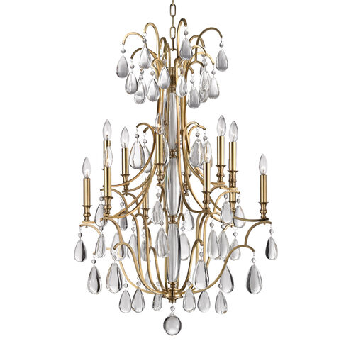 Crawford 12 Light 30.5 inch Aged Brass Chandelier Ceiling Light