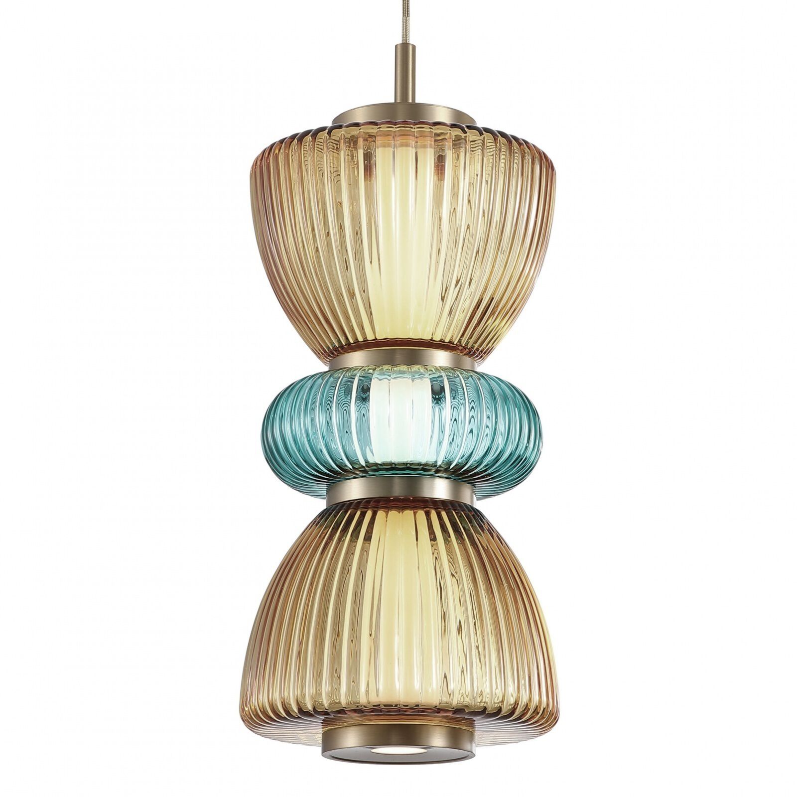 Rosewood 2 Light 9 inch Aged Brass Pendant Ceiling Light in Yellow with Green Glass