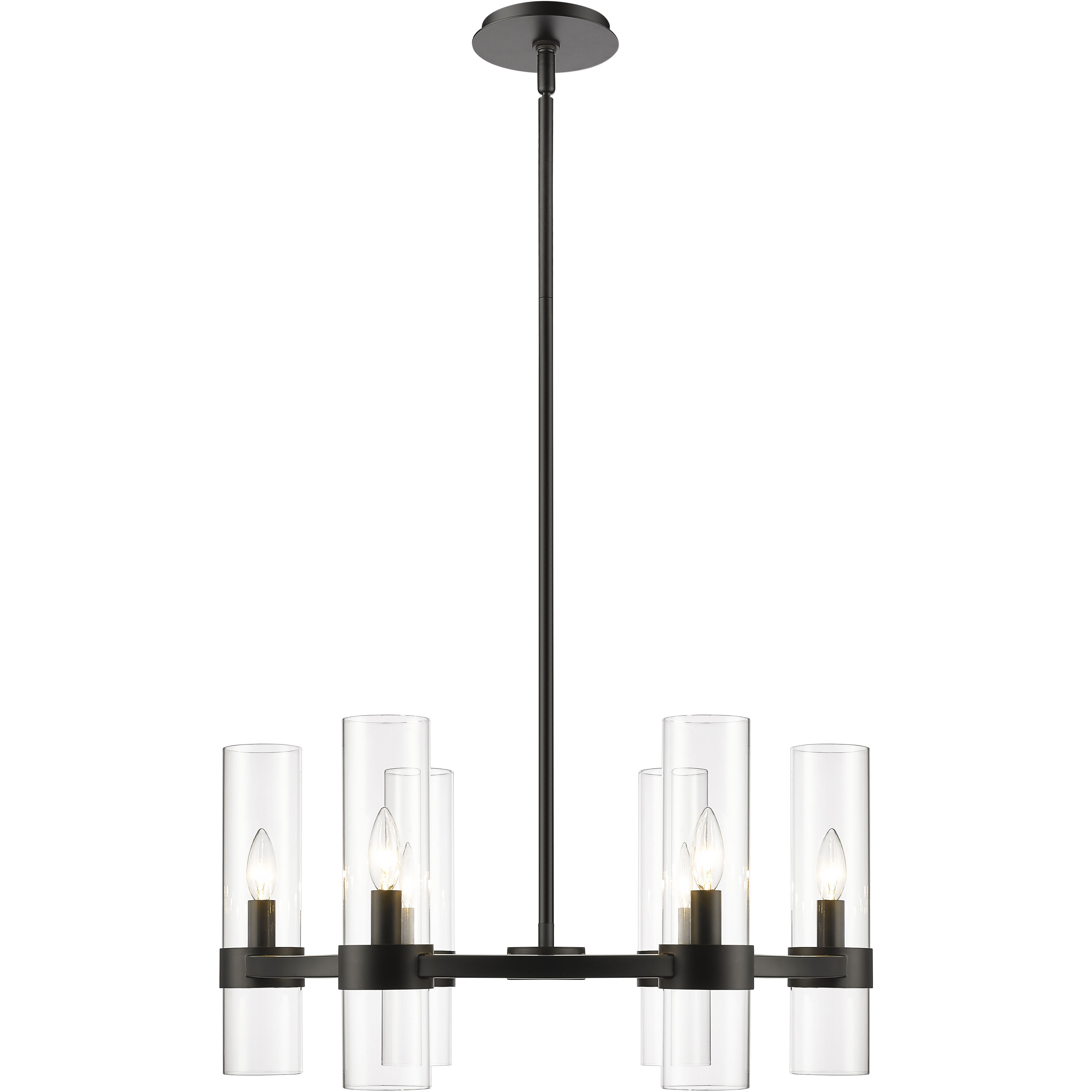 Datus 6 Light 26 inch Matte Black Chandelier Ceiling Light