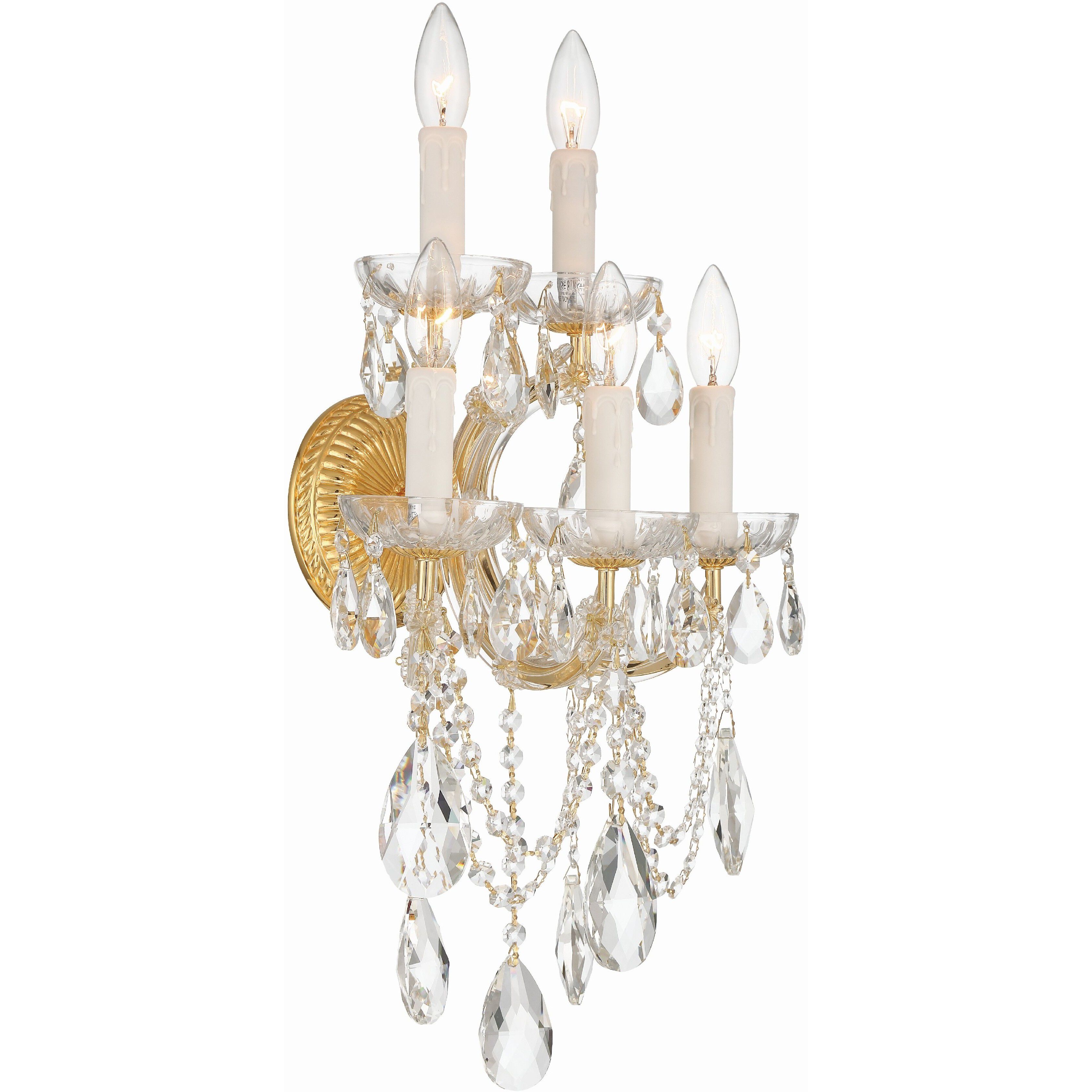 Maria Theresa Sconce Wall Light in Clear Spectra, Gold