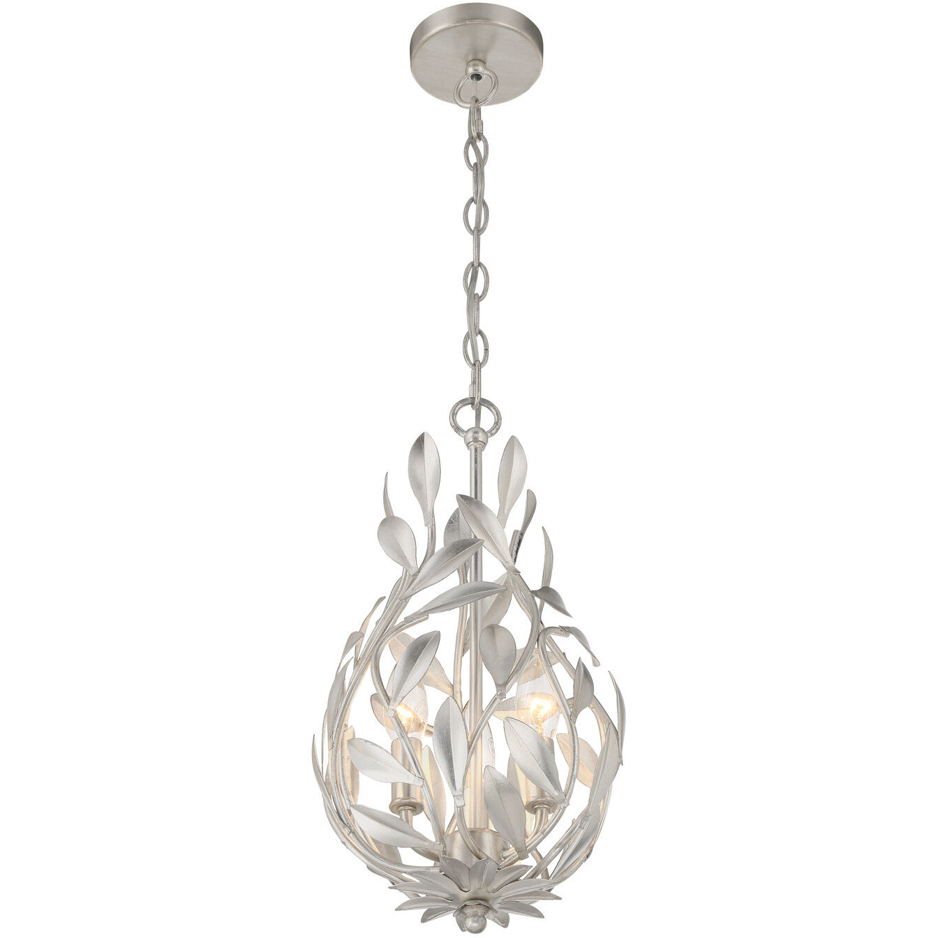 Broche 3 Light 9 inch Antique Silver Chandelier Ceiling Light