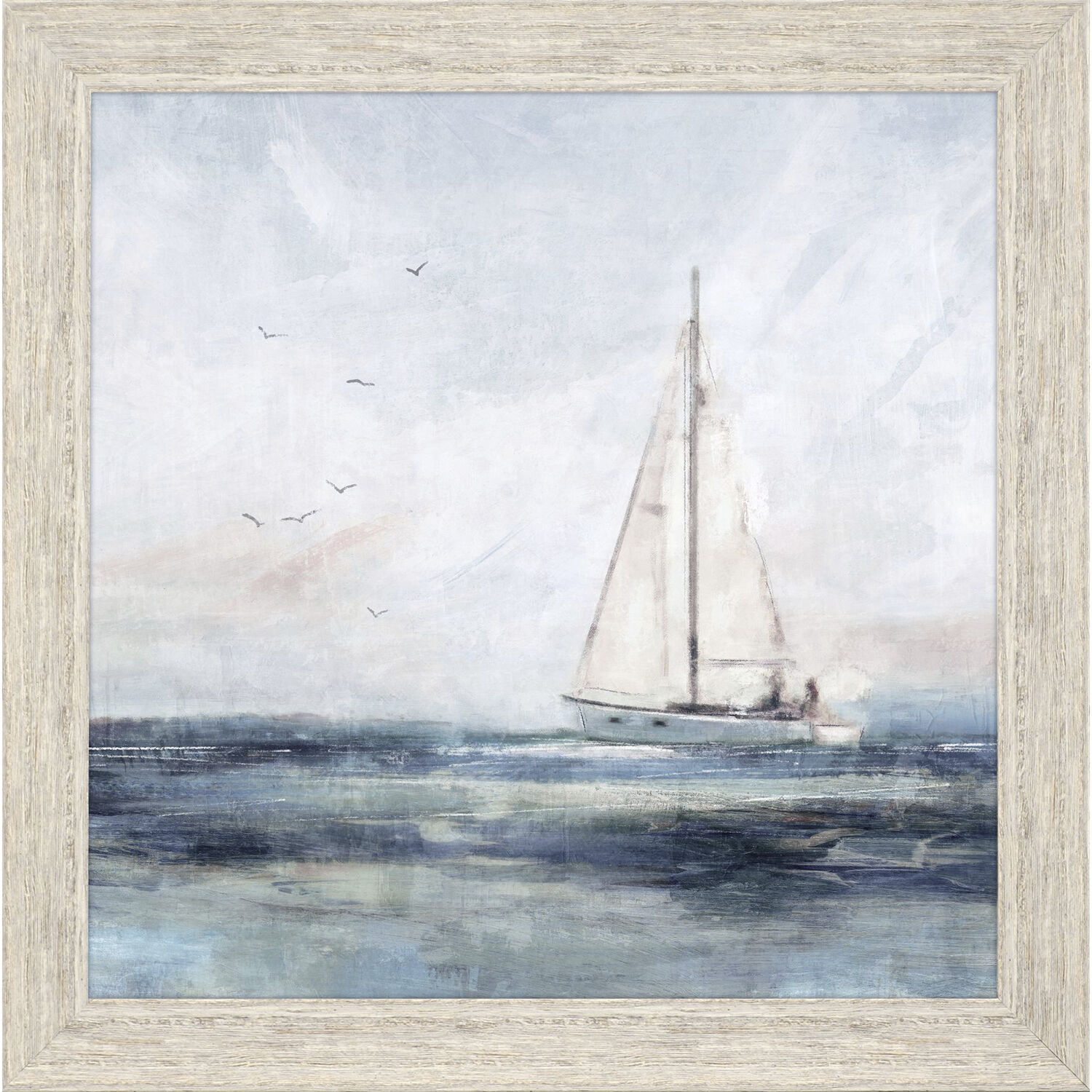 Blue Sailing Blue and Green and Gray Framed Art, Propac