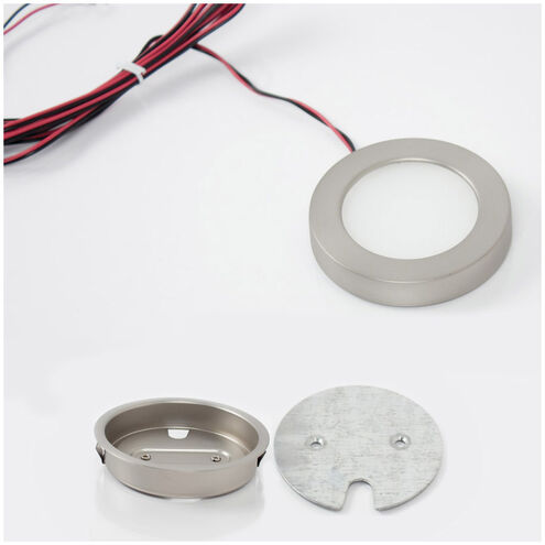 LED Button Light 24 LED 3 inch Brushed Nickel Puck Light in 3000K