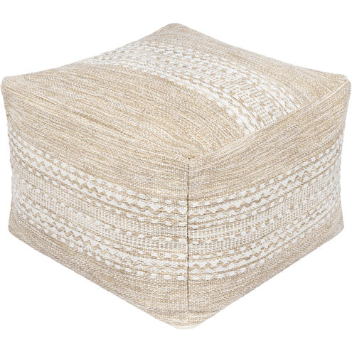 Ethan 14 inch Light Beige Pouf, Rectangle