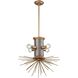 Lucy Spike 4 Light 21 inch Antique Gold with Weathered Zinc Chandelier Ceiling Light