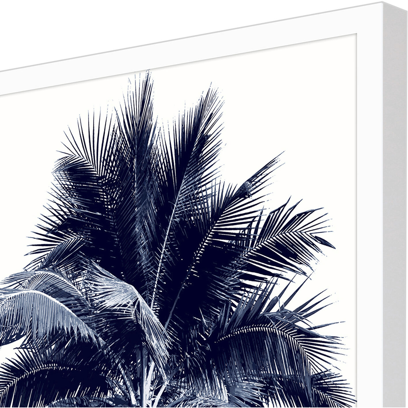 Palm Tree Blue Blue and White Framed Art