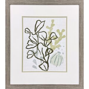 Coral Blockprint Green and Gray and Neutral Framed Art