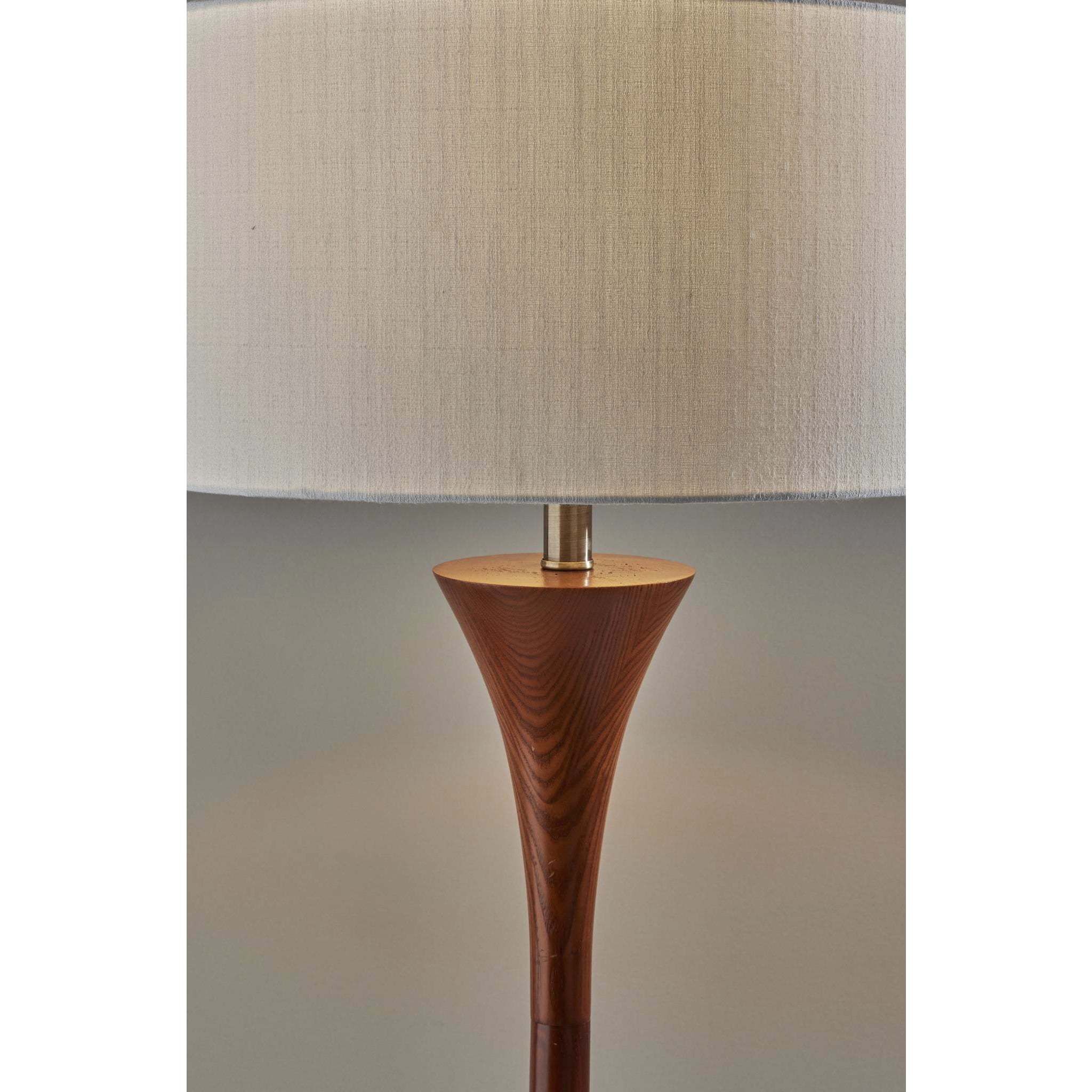 Rebecca 60 inch 100.00 watt Walnut Rubberwood with Antique Brass Accent Floor Lamp Portable Light
