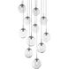 Aster Incandescent 12 Light Burnished Bronze Chandelier Ceiling Light, Square Multi-Pendant