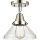 Franklin Restoration Caden 1 Light 8 inch Polished Nickel Flush Mount Ceiling Light in Seedy Glass