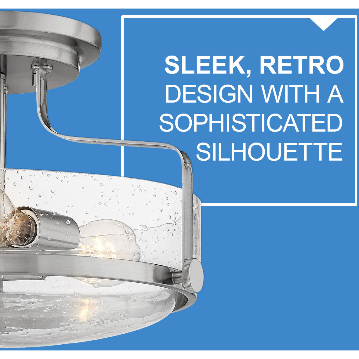 Harper 3 Light 14.5 inch Brushed Nickel Indoor Semi-Flush Mount Ceiling Light in Clear Seedy