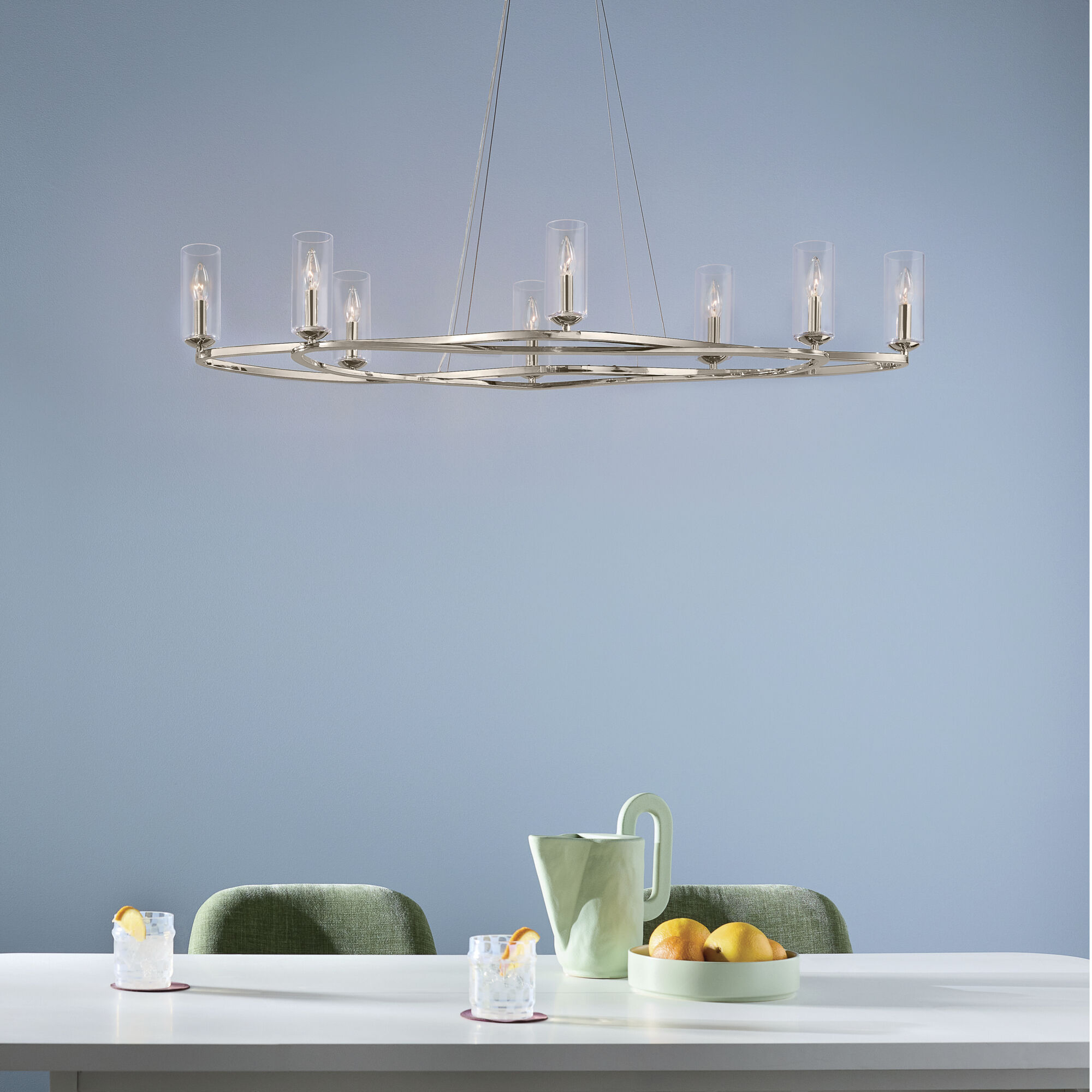 Harpin Linear Chandelier Ceiling Light in Polished Nickel