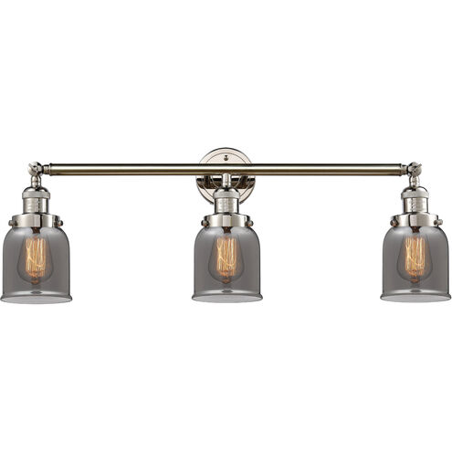 Franklin Restoration Small Bell LED 30 inch Polished Nickel Bath Vanity Light Wall Light in Plated Smoke Glass, Franklin Restoration