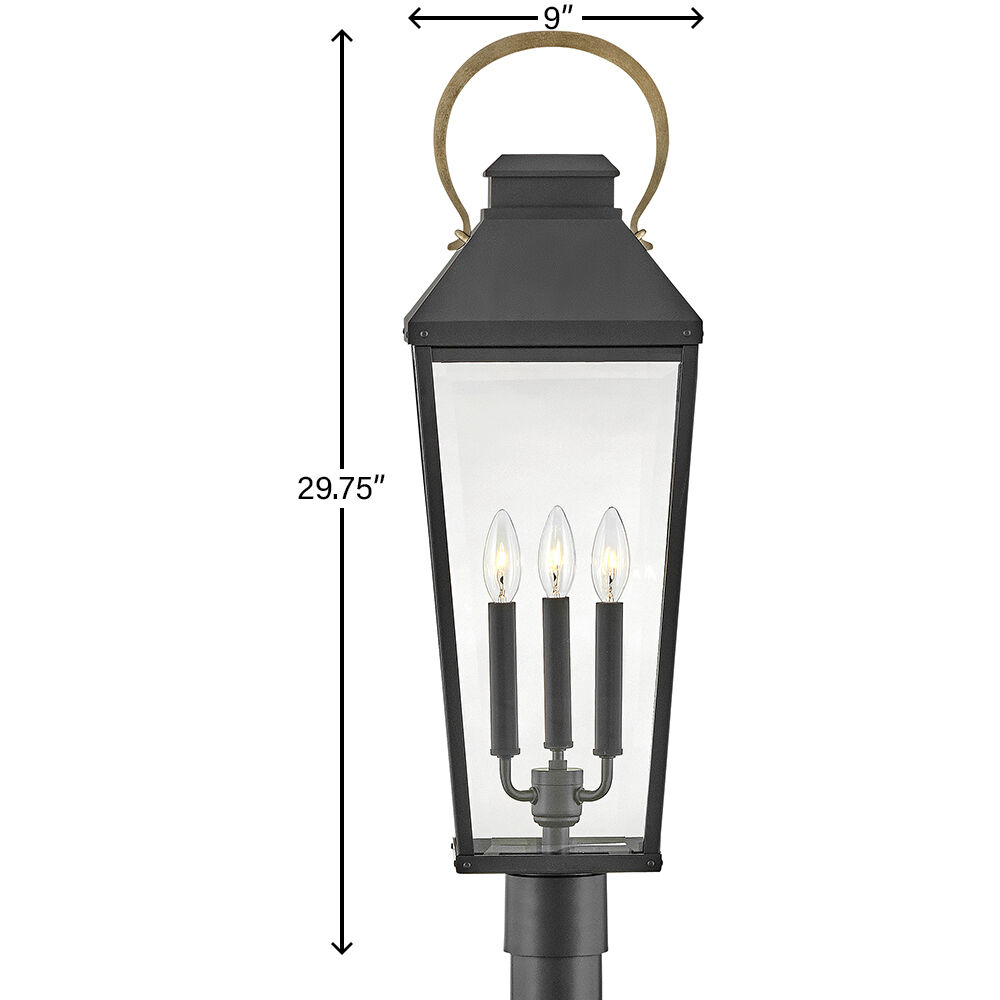 Dawson 29.75 inch Black with Burnished Bronze Outdoor Post Mount Lantern
