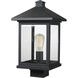 Portland 1 Light 17 inch Black Outdoor Post Mount Fixture in Clear Beveled Glass, 6.19