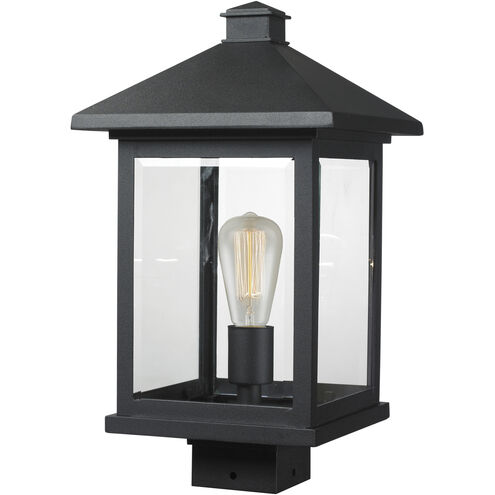 Portland 1 Light 17 inch Black Outdoor Post Mount Fixture in Clear Beveled Glass, 6.19