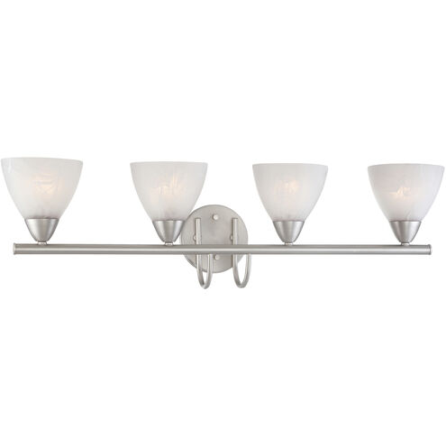Tia 4 Light 30.75 inch Matte Nickel with White Vanity Light Wall Light