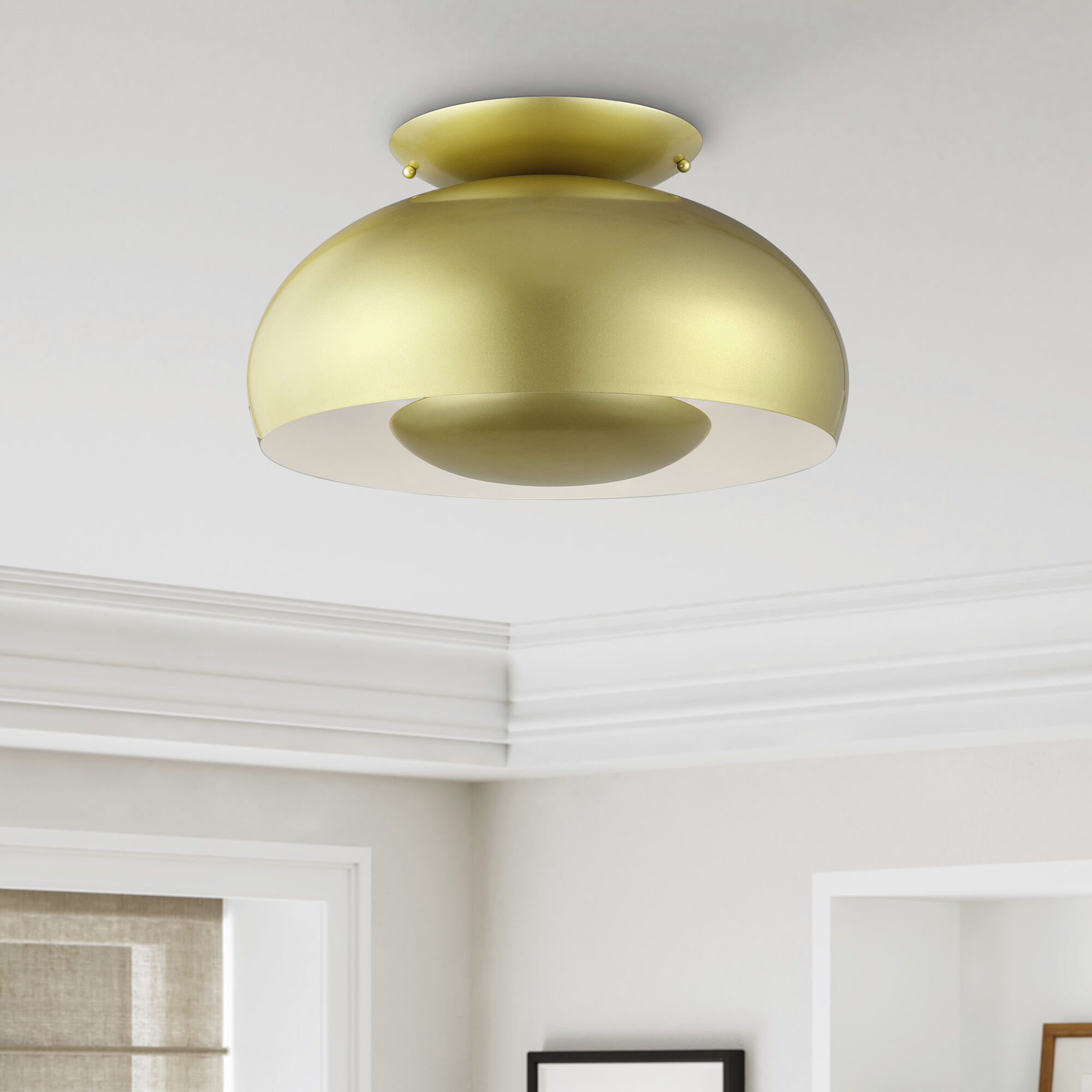 Domma 3 Light 17 inch Soft Gold Semi Flush Mount Ceiling Light, Large