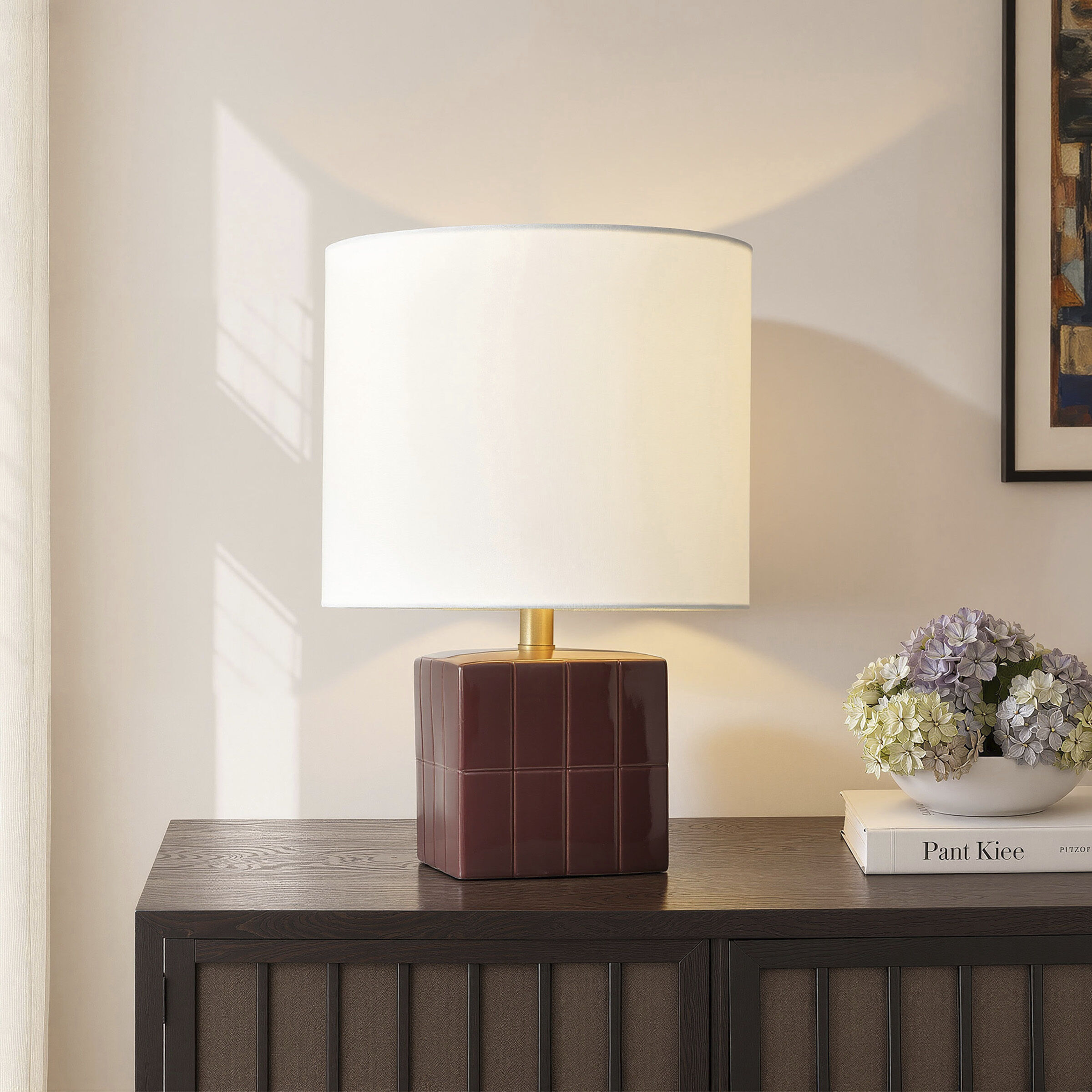 Matilda 18 inch 100 watt Burgundy Table Lamp Portable Light