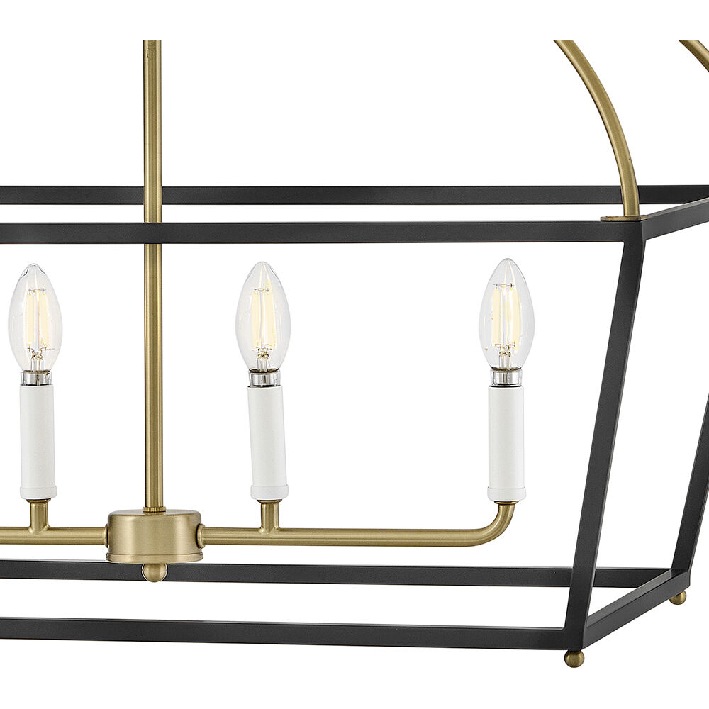 Tate 6 Light 40 inch Black with Lacquered Brass Chandelier Ceiling Light