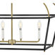 Tate 6 Light 40 inch Black with Lacquered Brass Chandelier Ceiling Light