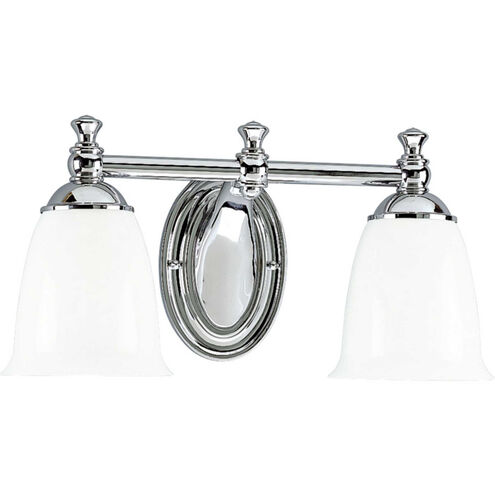Victorian 2 Light 17 inch Polished Chrome Bath Vanity Wall Light, Delta