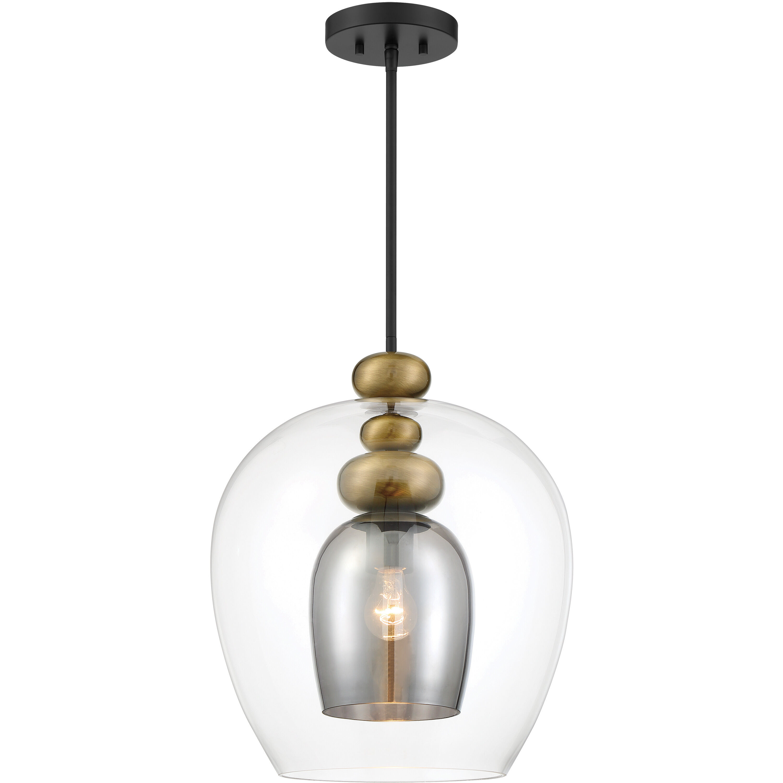 Amesbury 1 Light 15.75 inch Coal and Oxidized Aged Brass Pendant Ceiling Light