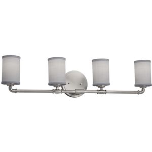 Textile 4 Light 33.5 inch Brushed Nickel Bath Vanity Light Wall Light, Bronx Family, Choices