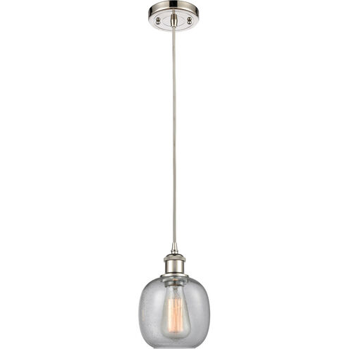 Ballston Belfast LED 6 inch Polished Nickel Mini Pendant Ceiling Light in Seedy Glass, Ballston