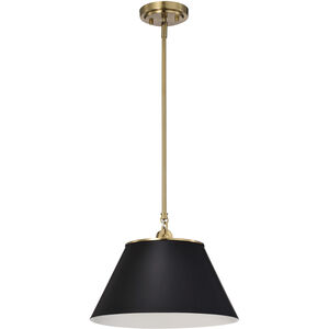 Dover 1 Light 14 inch Black/Vintage Brass Pendant Ceiling Light