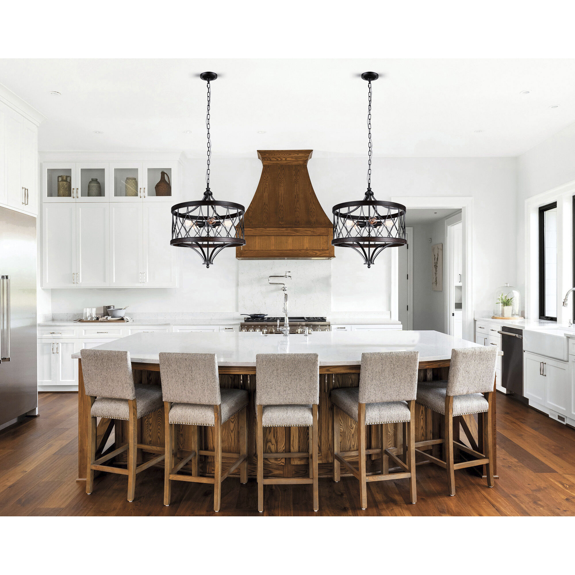 Amazon 5 Light 23 inch Gun Metal Drum Shade Chandelier Ceiling Light