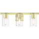 Clarion 3 Light 23 inch Satin Brass Vanity Sconce Wall Light