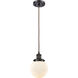 Ballston Beacon LED 6 inch Oil Rubbed Bronze Mini Pendant Ceiling Light in Matte White Glass, Ballston