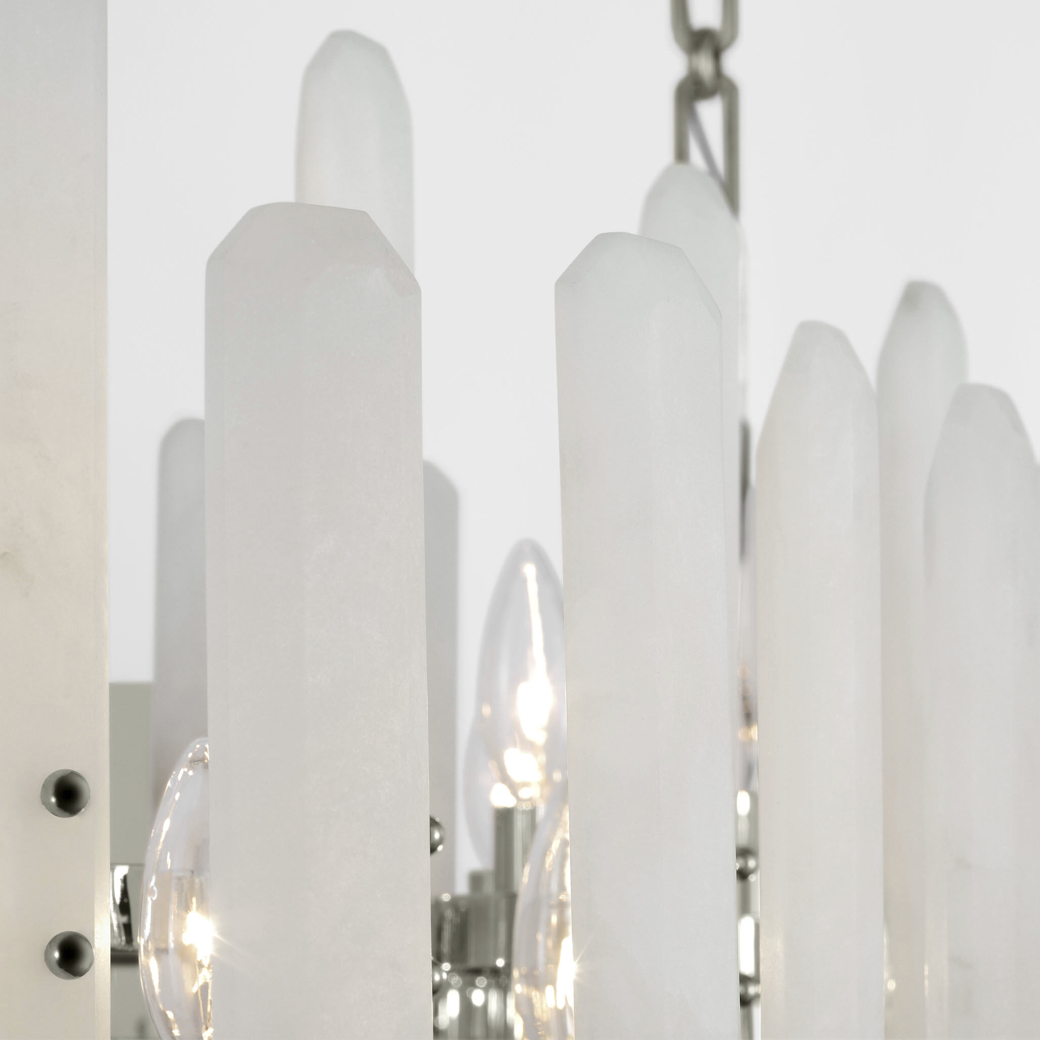 AERIN Bonnington 24 Light 55 inch Polished Nickel Linear Chandelier Ceiling Light in Alabaster, Large