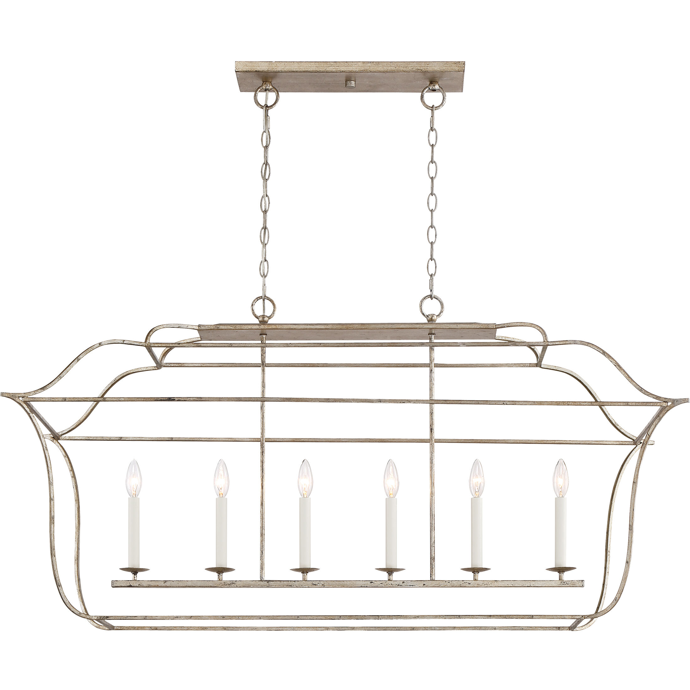 Gallery 6 Light 48 inch Century Silver Leaf Island Chandelier Ceiling Light 