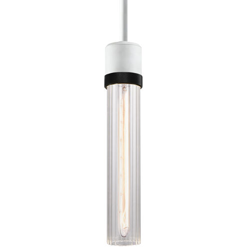 Zigrina 1 Light 5.13 inch Matte White with Satin Brushed Black Pendant Ceiling Light