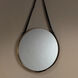 Round 26 X 3 inch Antique Brass w/ Black Leather Strap Mirror