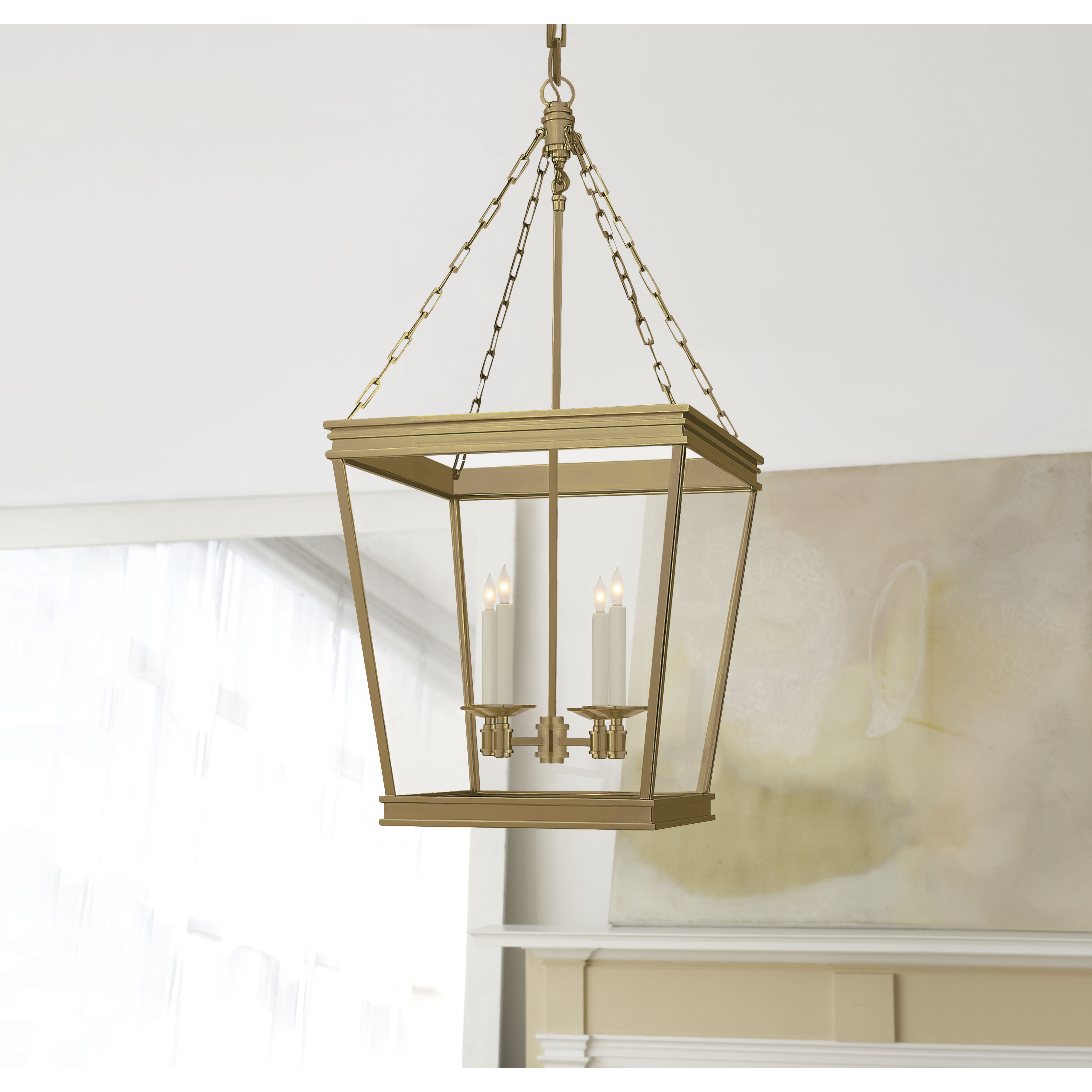 Chapman & Myers Launceton 4 Light 17 inch Antique-Burnished Brass Linear Lantern Pendant Ceiling Light, Medium